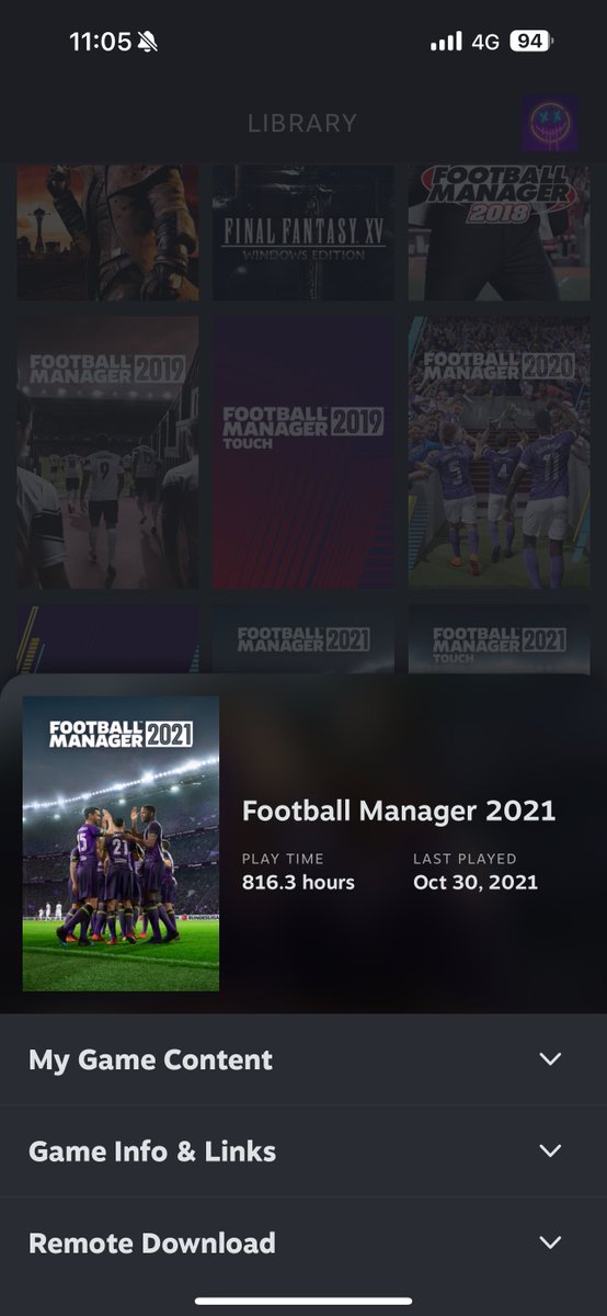GameWithStan's tweet photo. Football manager is my addiction 😅😅 look at these play time hours 😅😅 #footballmanager https://t.co/QSZJqU41c1