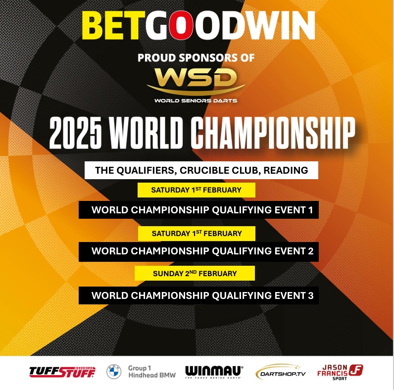 ❗️YOUR WORLD CHAMPIONSHIP QUALIFYING EVENT WINDOW IS CLOSING❗️

The 2025 BetGoodwin Seniors World Championship Qualifying events are almost upon us, with three chances to clinch a golden ticket to Purfleet on offer, and entries will close at midnight tomorrow.

Over 45? You can