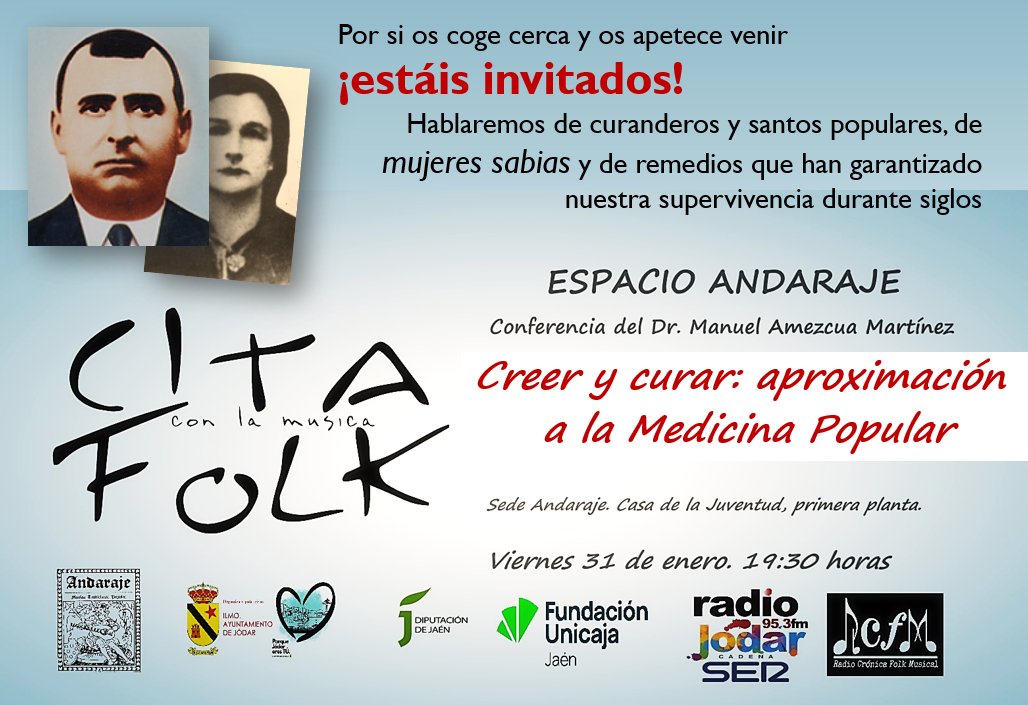 manuamezcua's tweet photo. Por si os coge cerca y os apetece venir
¡estáis invitados!
Hablaremos de #curanderos y santos populares, de #mujeressabias y de #remedios que han garantizado nuestra supervivencia durante siglos
El 31 de enero en Jódar (Jaén)
#antropologíadelasalud #medicinapopular https://t.co/97tNED8Qgy