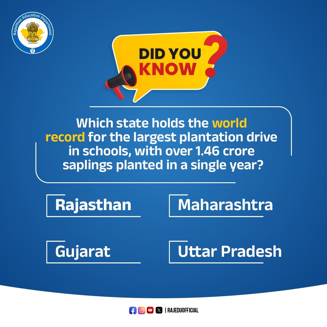 rajeduofficial's tweet image. Drop your answers in the comments below! Let’s see how many of you get it right!

#EducationQuiz #RajasthanEducation #LearningWithFun #RajasthanEducationDepartment #EducationPoll #EducationForAll