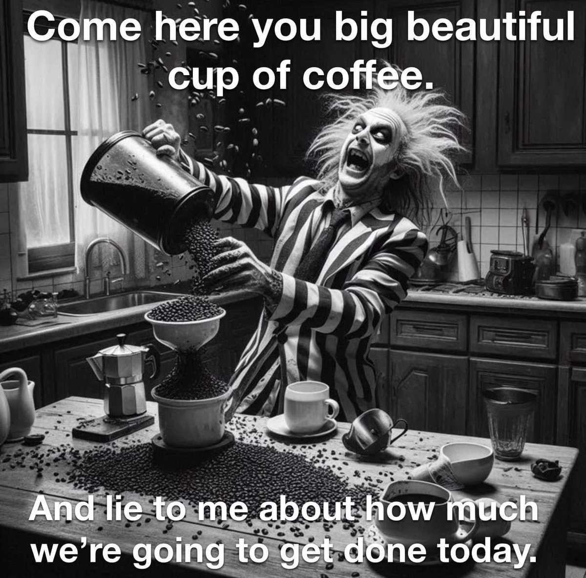 Good morning everyone. If you’re up seeing this, you already know. Coffee, coffee, music. Now go out and take the world by storm! Make it count.☕️🤘🏻🖤