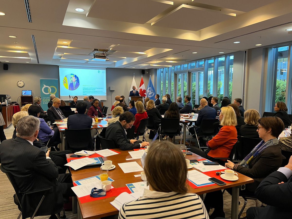Matthewbarbados's tweet photo. I was delighted to highlight all of the positive work of @INTGenderChamps at the Champions meeting hosted by @CanadaGeneva -“This is not an easy time to be a gender champion. But it is the right time to be a gender champion. D&amp;I are not trends, they build fairer societies”. https://t.co/zpNITy57mZ
