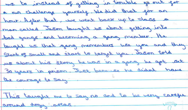 Prevent_2's tweet image. Please take a moment to have a read of some students thoughts on our Gang for Life Project!