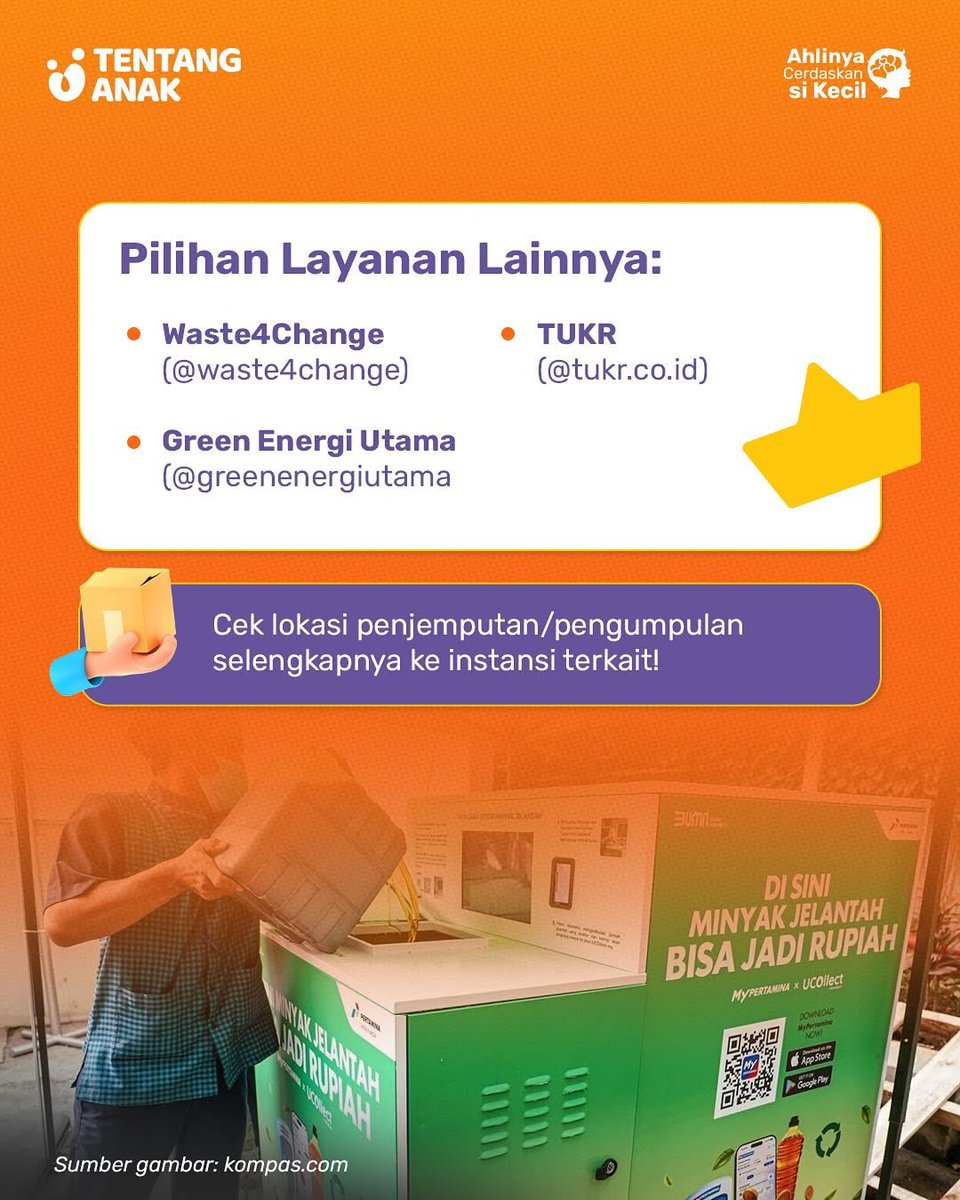 tentanganakofc's tweet photo. AyBun masih suka buang  minyak jelantah sembarangan? Waspada, 1 liter minyak jelantah bisa cemari 1 juta liter air‼️

Gak lagi buang di saluran air, tukar minyak jelantah jadi rupiah di titik-titik berikut: https://t.co/BUmhFjc5go