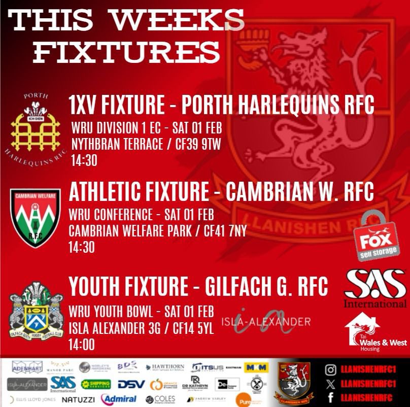 Llanishen RFC & Community Event Hub (@llanishenrfc1) on Twitter photo Last weekend we saw a rare occurrence where all 3 rugby teams were unable to get the W. This weekend is the final one before the six nations one week break so all teams will be looking to bounce back and finish strong. Big training week ahead ππ€β€οΈπ¦
<a href="/AllWalesSport/">All Wales Sport</a> Last weekend we saw a rare occurrence where all 3 rugby teams were unable to get the W. This weekend is the final one before the six nations one week break so all teams will be looking to bounce back and finish strong. Big training week ahead ππ€β€οΈπ¦
<a href="/AllWalesSport/">All Wales Sport</a>