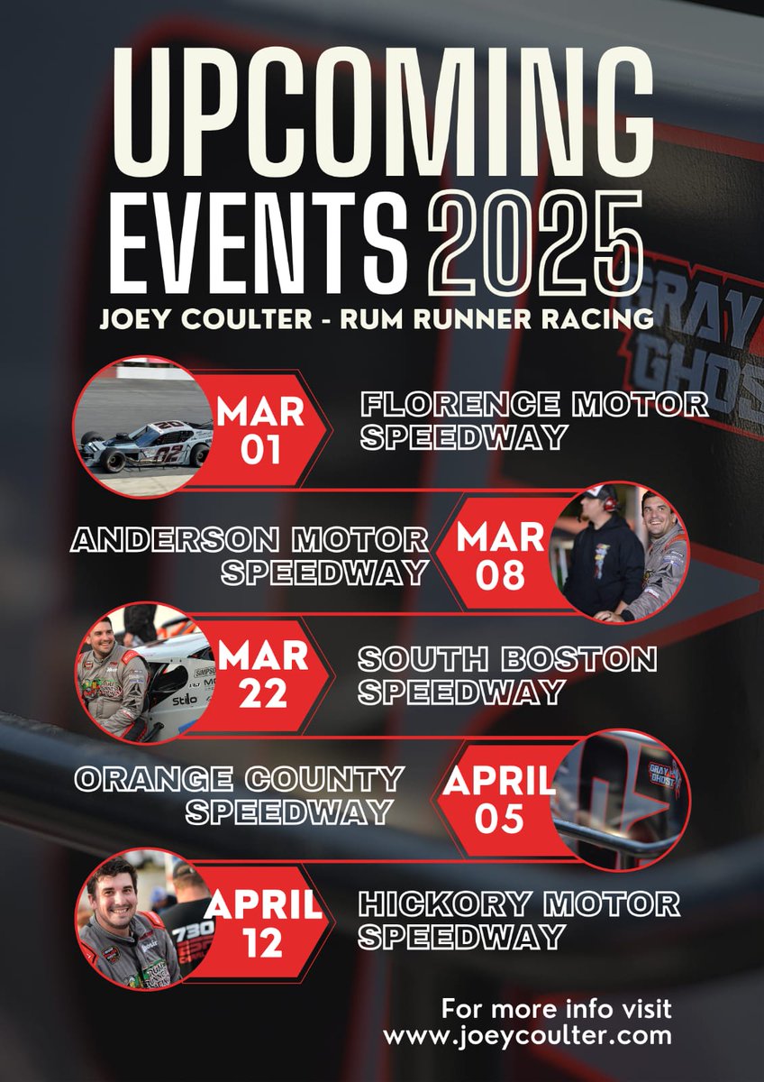 CIV Joey Coulter (@joeycoulter) on Twitter photo We are chasing the 2025 <a href="/SMARTMods_/">@SMARTMods_</a> championship this year with <a href="/hholly44/">Harold Holly Jr</a> back on top of the box. Here is a look at the beginning of our 2025 season! Be sure to catch all of the action on <a href="/FloRacing/">FloRacing</a>
#TheGrayGhost #RumRunnerRacing We are chasing the 2025 <a href="/SMARTMods_/">@SMARTMods_</a> championship this year with <a href="/hholly44/">Harold Holly Jr</a> back on top of the box. Here is a look at the beginning of our 2025 season! Be sure to catch all of the action on <a href="/FloRacing/">FloRacing</a>
#TheGrayGhost #RumRunnerRacing