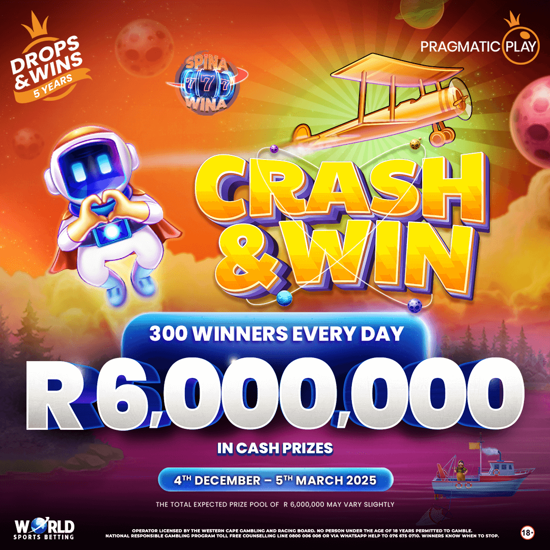 WorldSportsBet's tweet photo. π₯ Crash. Play. Win! πΈ
Take your shot at R6,000,000 in cash prizes with Pragmatic Crash & Winβon now until 5 March 2025! π₯
Donβt miss the actionβplay today and claim your share!
π Read More: https://t.co/QGYoWQnmBj
#WSB #CrashAndWin #BigWins #PlayToWin https://t.co/U03zkhiicP