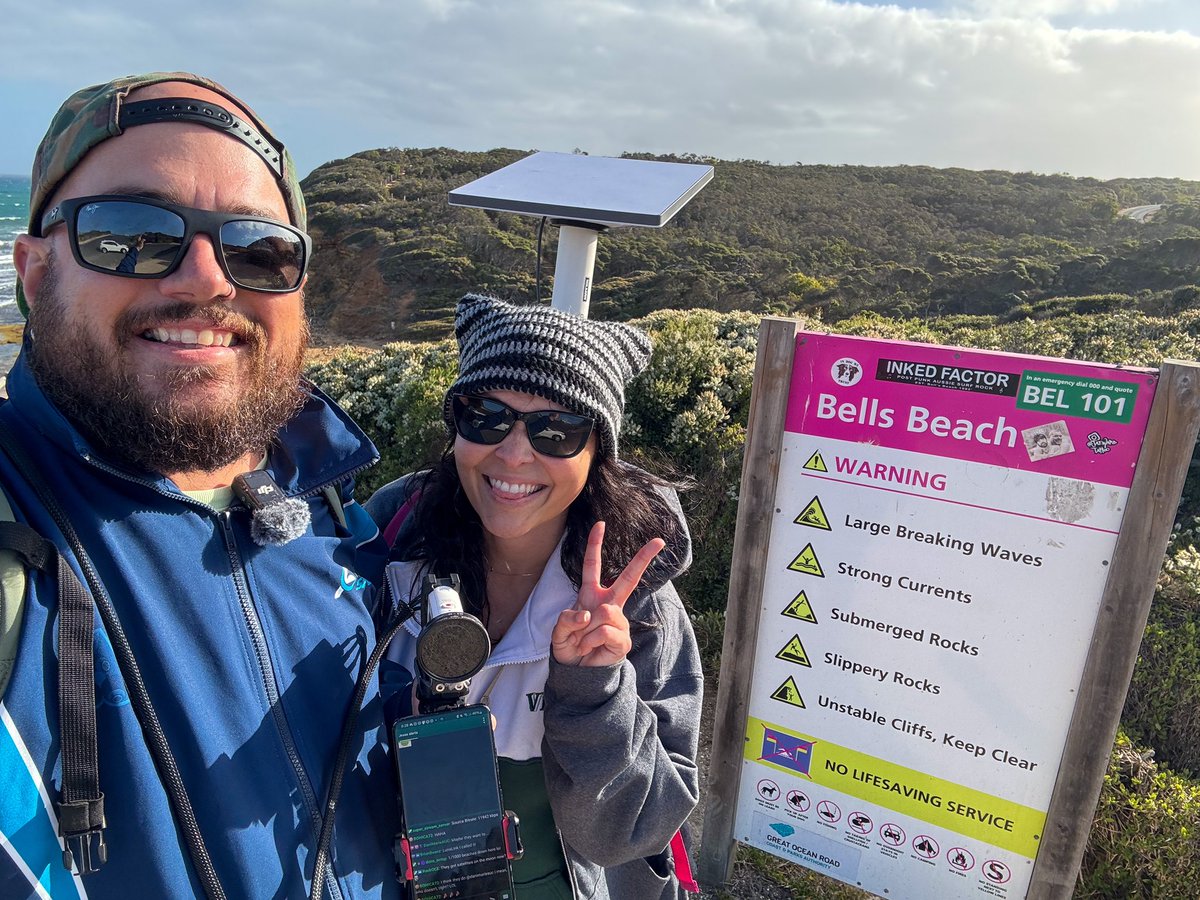 theRealShooKon3's tweet photo. We’ve left Werribee, stopped in Geelong for a few hours and made it to the Great Ocean Road!  We were able to live stream from Bell’s Beach using the Starlink Mini! Gonna be exploring around here for the week and then flying to Tasmania this weekend!! @lunalyrik ❤️ #modcity https://t.co/3G2MDadYqp