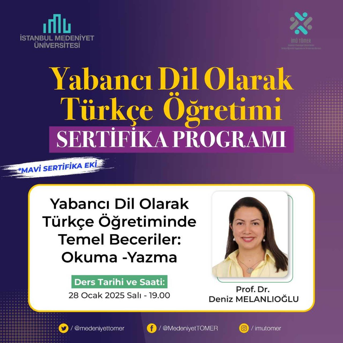 DMelanlioglu's tweet photo. Medeniyet Üniversitesi TÖMER tarafından yürütülen sertifika programında dil becerilerinin ogretimini konuşacağız. https://t.co/OGmkMZPXxC