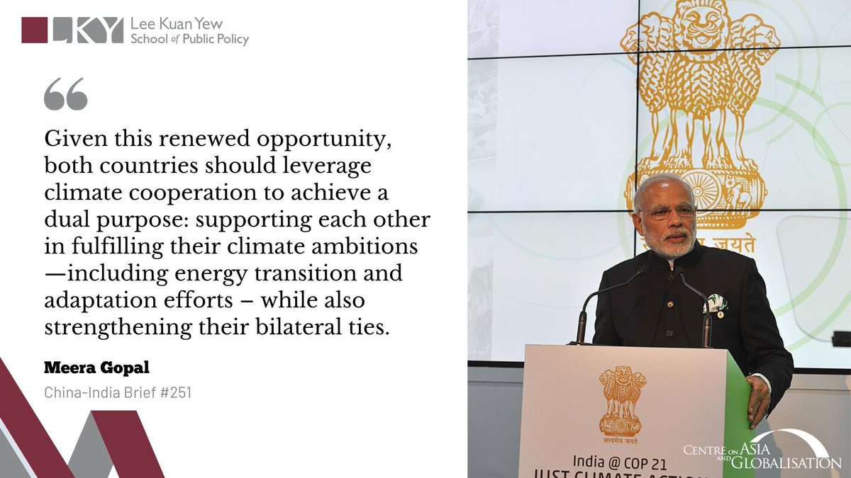 CAG_LKYSPP's tweet photo. #India and #China should leverage climate cooperation to achieve their #climate ambitions and strengthen bilateral ties, says Meera Gopal (@mee_gopal) in the latest issue of #ChinaIndiaBrief. #cib251
➡️ https://t.co/xYjylhhFOz https://t.co/YeGMavcaCM