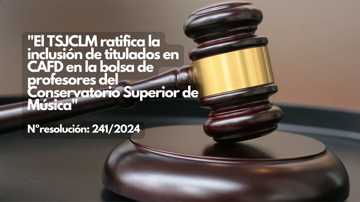 📢 El TSJCLM confirma: los titulados en CAFD pueden formar parte de la bolsa de profesores del Conservatorio Superior de Música. 🎶🏋️‍♂️

➕ℹ️colefclm.com/post/el-tsjclm…