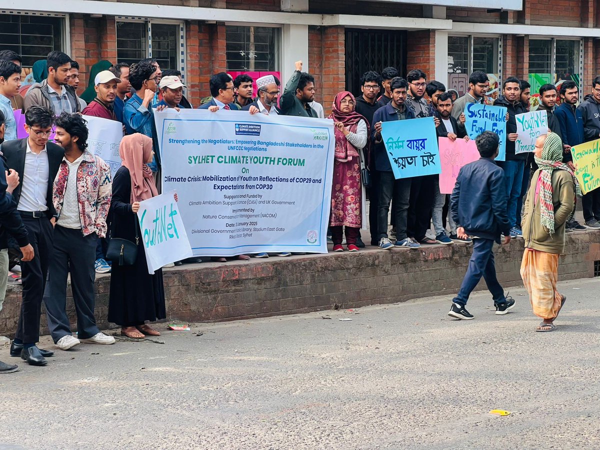 shahinclimate's tweet photo. Let climate justice spread from the hills to the plains! 🌍

Sylhet’s youth united today, demanding action to protect people and nature. Their energy is our hope for the future.
#ClimateJustice #ActForClimate #YouthForChange https://t.co/AjKd7kdzIj