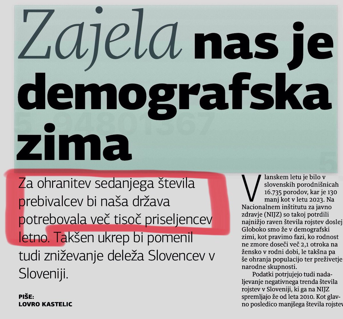 NGorenc's tweet photo. Nekateri predlagajo uvoz več tisoč tujih priseljencev. Kaj pa, če bi končno začeli razmišljati o ustvarjanju pogojev, da bi Slovenci imeli več otrok? Tehniko baje obvladamo, le prave pogoje potrebujemo 👩‍❤️‍👨👶 https://t.co/anAgIA1y2t