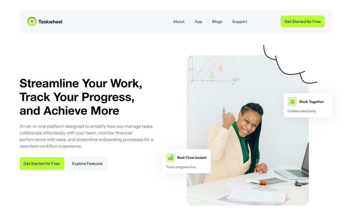 yemi1049's tweet photo. Taskwheels landing page:  A platform to simplify task tracking, collaboration, and onboarding.

Trying to break into Design Twitter/X, your engagement means a lot. Thank you and God bless you! https://t.co/nFO8DTmKUZ
