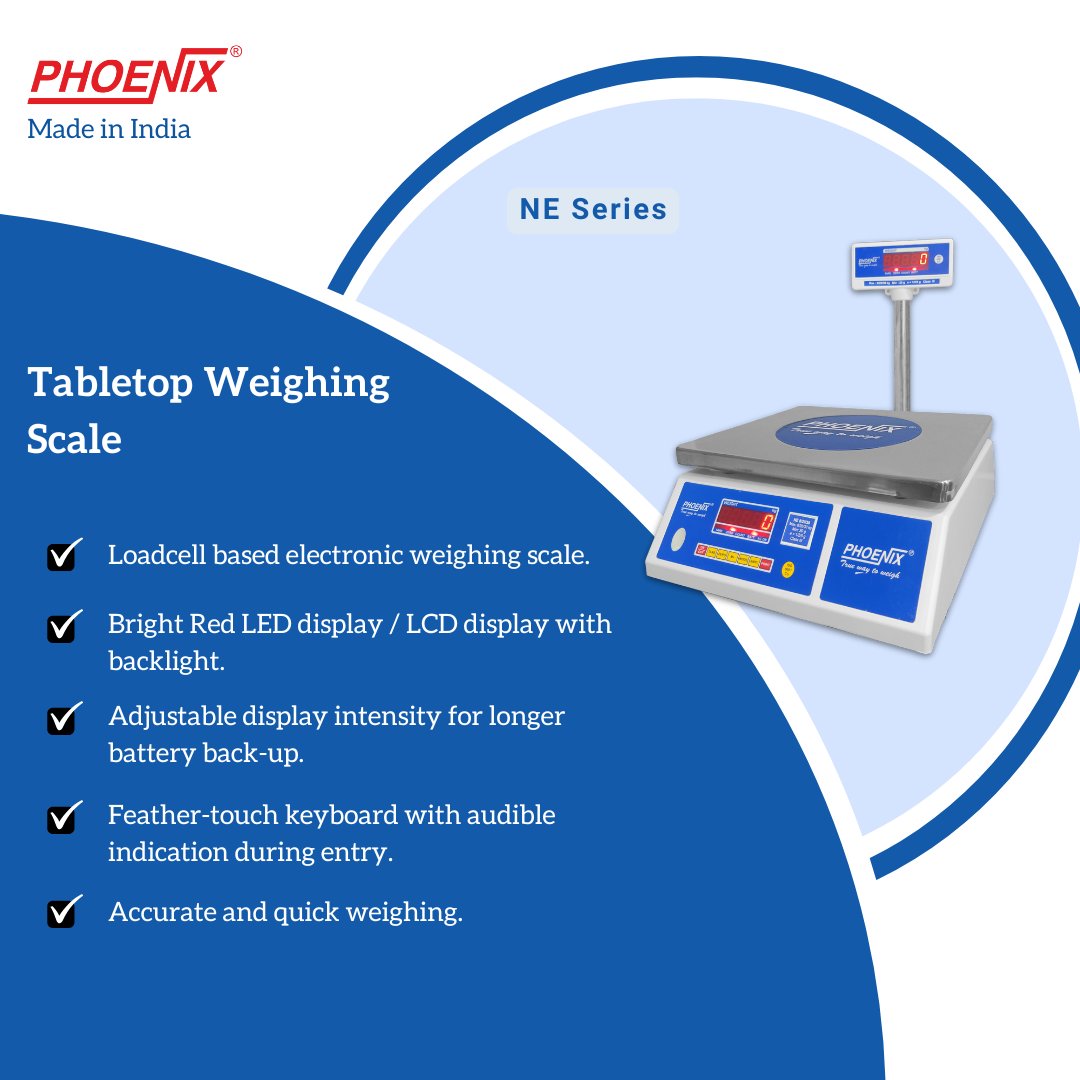 Phoenix_Nitiraj's tweet image. Phoenix NE Series - Tabletop Weighing Scale

For more details, visit : nitiraj.net/product/ne-ser…

#tabletopweighingscale #weighingscalewithprinter #weightmachine #phoenix #nitirajengineersltd