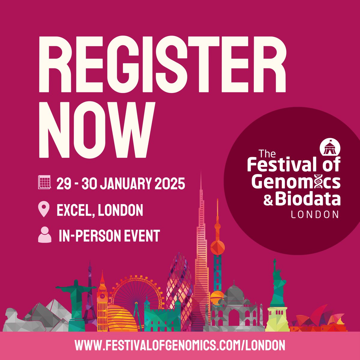 Time’s up at 9pm tonight! This is your final opportunity to register for The Festival of Genomics and Biodata. Don’t wait – secure your spot now and join 7,000+ people at the UK’s largest life sciences event. More info: hubs.la/Q033Hlrg0 #FOG2025