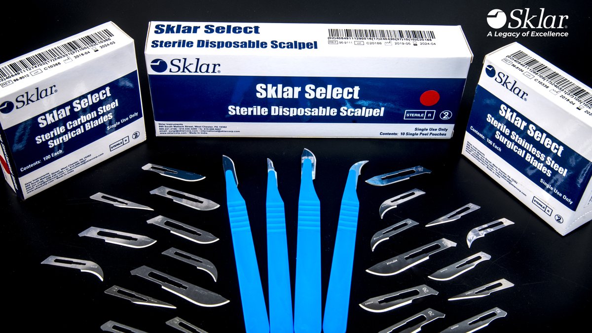 SklarSurgical's tweet image. Cutting edge precision meets convenience with Sklar Select's Blades and Scalpels!
These sterile disposable products are cost-effective and ready-to-use for any surgical procedure! ✨
.
.
.
#surgicalinstruments #readytouse #scalpel #medicaldevices #healthcare