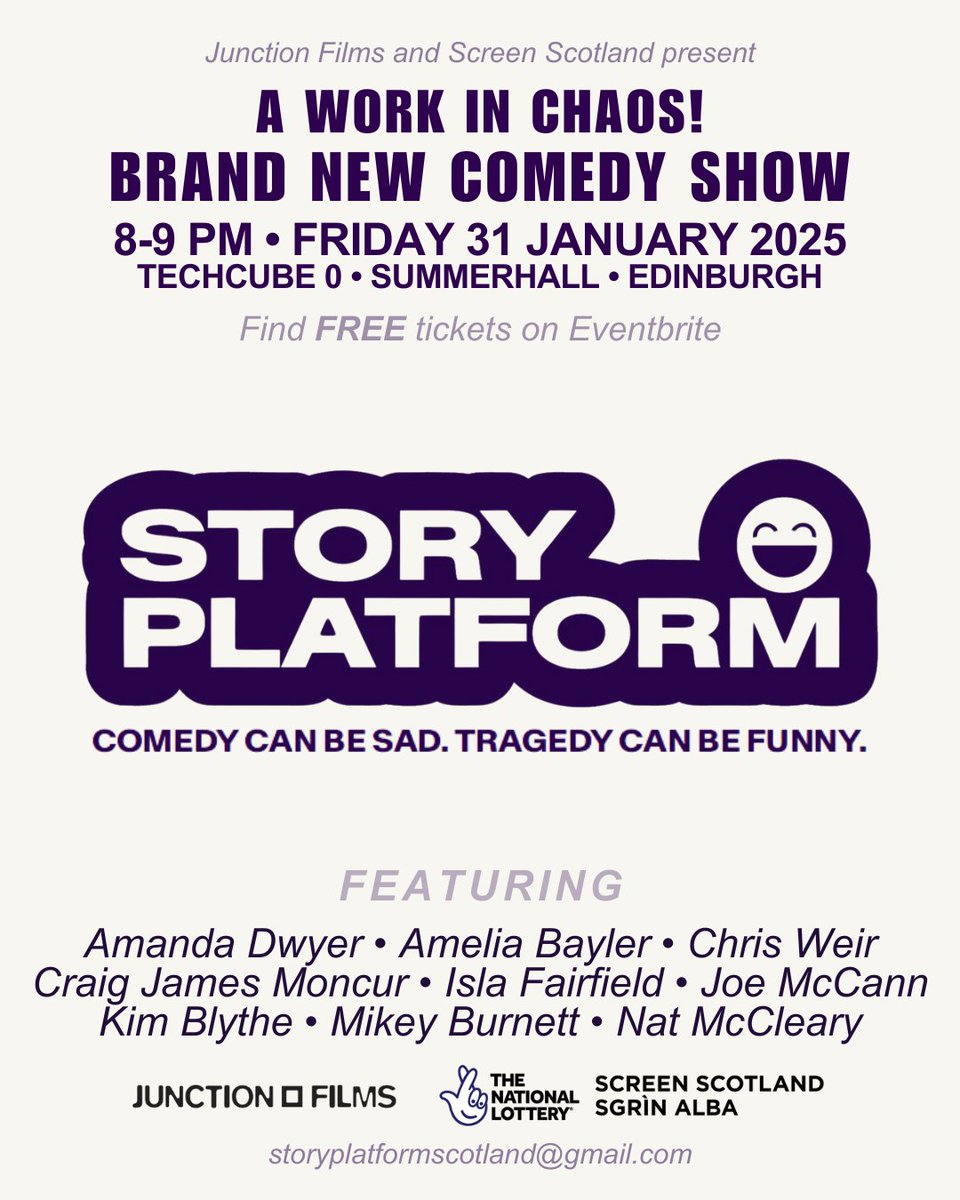 🌟 Join Story Platform at Summerhall this Friday for a brand new monthly comedy show! 🌟

Friday 31st January | 8-9pm
FREE

Tickets here: eventbrite.co.uk/e/story-platfo…