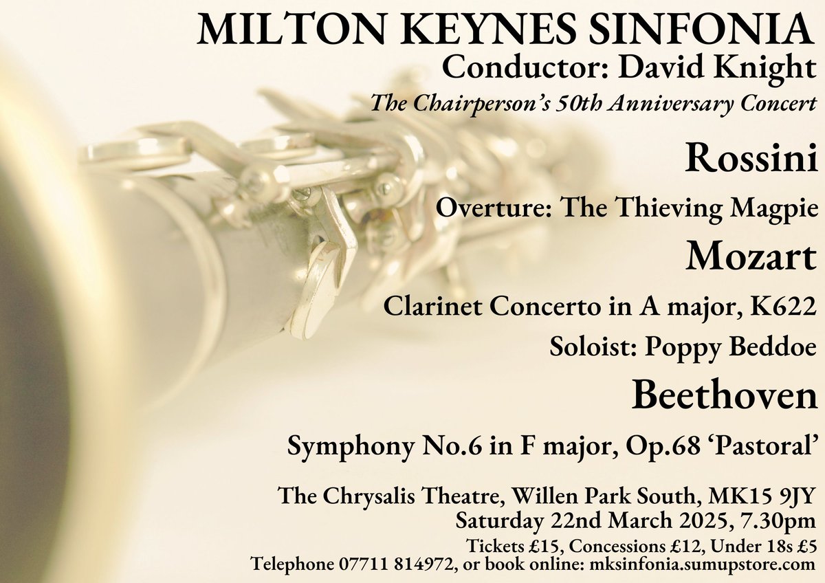 Chrysalis Theatre MK (@chrysalismk) on Twitter photo Book tickets for the <a href="/MkSinfonia/">MKSinfoniaOrchestra</a> spring concert on 22nd March.
Featuring Rossini, Mozart and Beethoven.
Get your tickets HERE - mksinfonia.sumupstore.com/product/saturd…
#classicalmusic #whatsonmk #mksinfonia #chrysalismk #classicalconcert #livemusic Book tickets for the <a href="/MkSinfonia/">MKSinfoniaOrchestra</a> spring concert on 22nd March.
Featuring Rossini, Mozart and Beethoven.
Get your tickets HERE - mksinfonia.sumupstore.com/product/saturd…
#classicalmusic #whatsonmk #mksinfonia #chrysalismk #classicalconcert #livemusic