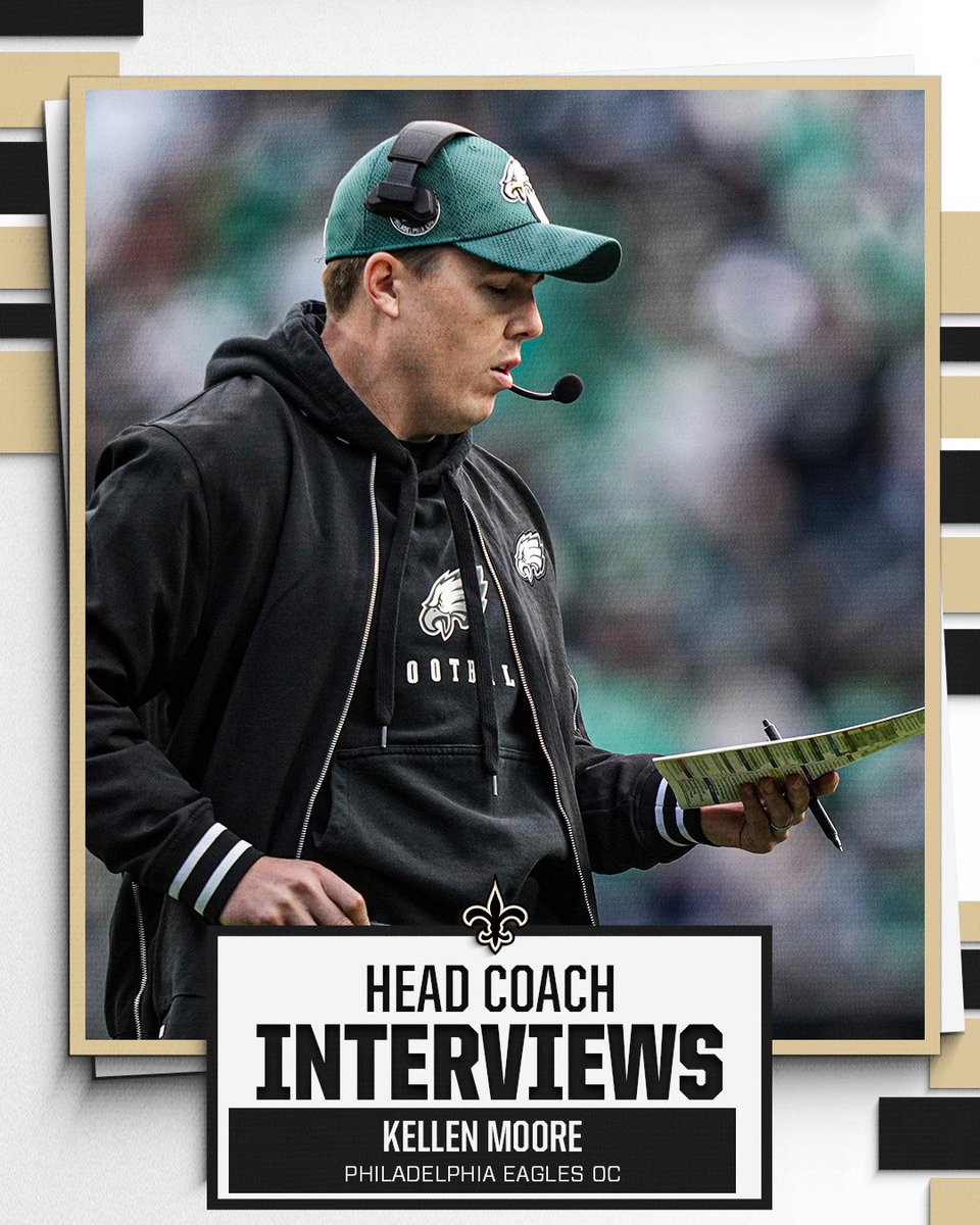 Saints's tweet photo. We completed an in person interview with Kellen Moore for our head coach position last night. https://t.co/fgZ8yQgHC3