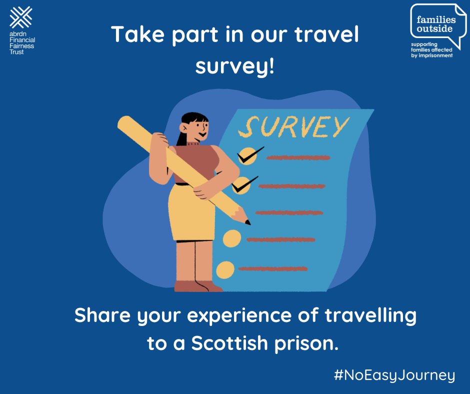 Do you have experience of travelling to visit someone in a Scottish prison? We want to hear from you! Our confidential survey helps us gather more examples and helps our understanding of what families are experiencing across Scotland. Share your voice 👉 ow.ly/YpuO50UMtYK