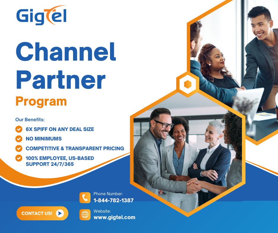 GigtelACS's tweet photo. 🌟 Why Join GigTel’s Channel Partner Program? Because we make success simple! As a GigTel partner, you’ll enjoy unbeatable benefits and a program designed to drive your growth while delivering exceptional solutions your clients will love. 💼📈 #GigTel #ChannelPartnerProgram https://t.co/jUzQqiWgSB