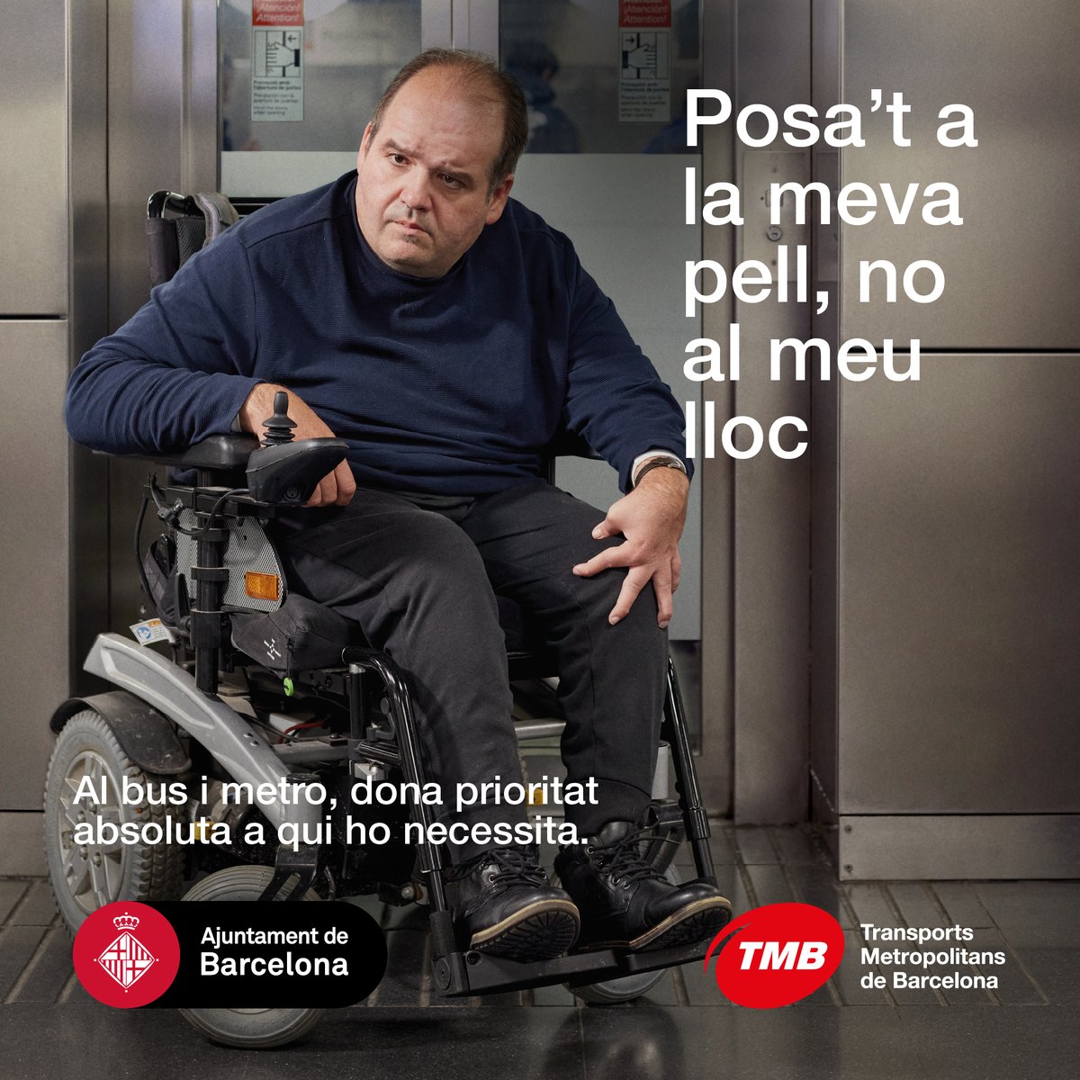 TMBinfo's tweet photo. Posa’t a la meva pell, no al meu lloc. Al #busbcn i al #metrobcn, dona prioritat absoluta a qui ho necessita: https://t.co/ploPAmhyKH
• • •
#BCNaccessible #TMBaccessible #moutebé #prioritatabsoluta #civisme
@ONCE_oficial @ASEMCatalunya @Associacio_Aire https://t.co/cNSdRaNKCb