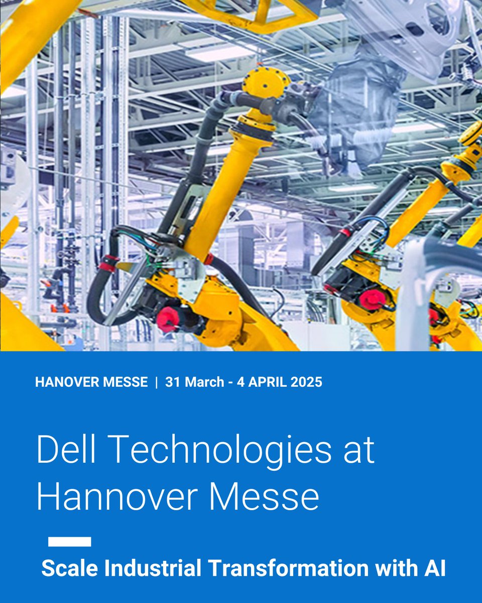AI at the manufacturing edge is smarter, faster, and more efficient. ✨Get inspired by the next generation of smart manufacturing at #HM25!
📍 Where? Hall 15 Booth C52
📅 When? March 31 - April 4
💬 Book a meeting: dell.to/4giJTYC
#SmartManufacturing #iwork4dell