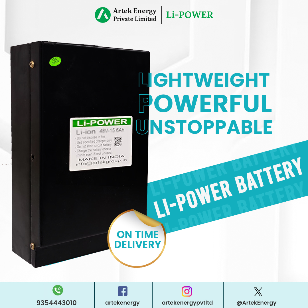 ArtekEnergy's tweet photo. Lightweight, Powerful, Unstoppable Li-POWER Battery
.
.
Call for Queries:
Visit: https://t.co/rR86gpsL1v
For more info, call us at +919354443010
.
#battery #lithium #power #artek #group #artekgroup #manufacturing #battery #noida https://t.co/2JMwRgQaac