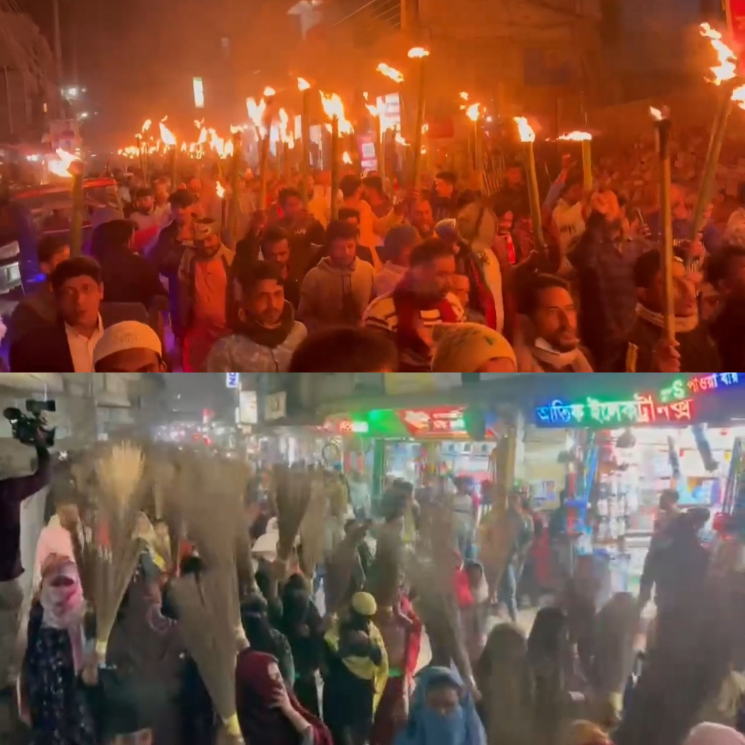 বিএনপির সম্মেলন প্রতিহতের ঘোষণা দিয়ে দফায় দফায় মশাল ও ঝাড়ু মিছিল