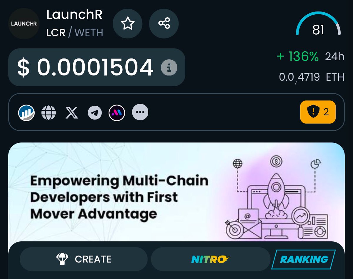$LCR is getting back on its feet with a 136% gain in the last 24 hours and this is only the beginning 👀🙌

New model, new revenue, new and better payment options and HUGE benefits for $LCR holders are on the way! 👍

LAUNCHR is the N1 launchpad and bundle platform on <a href="/solana/">Solana</a>,