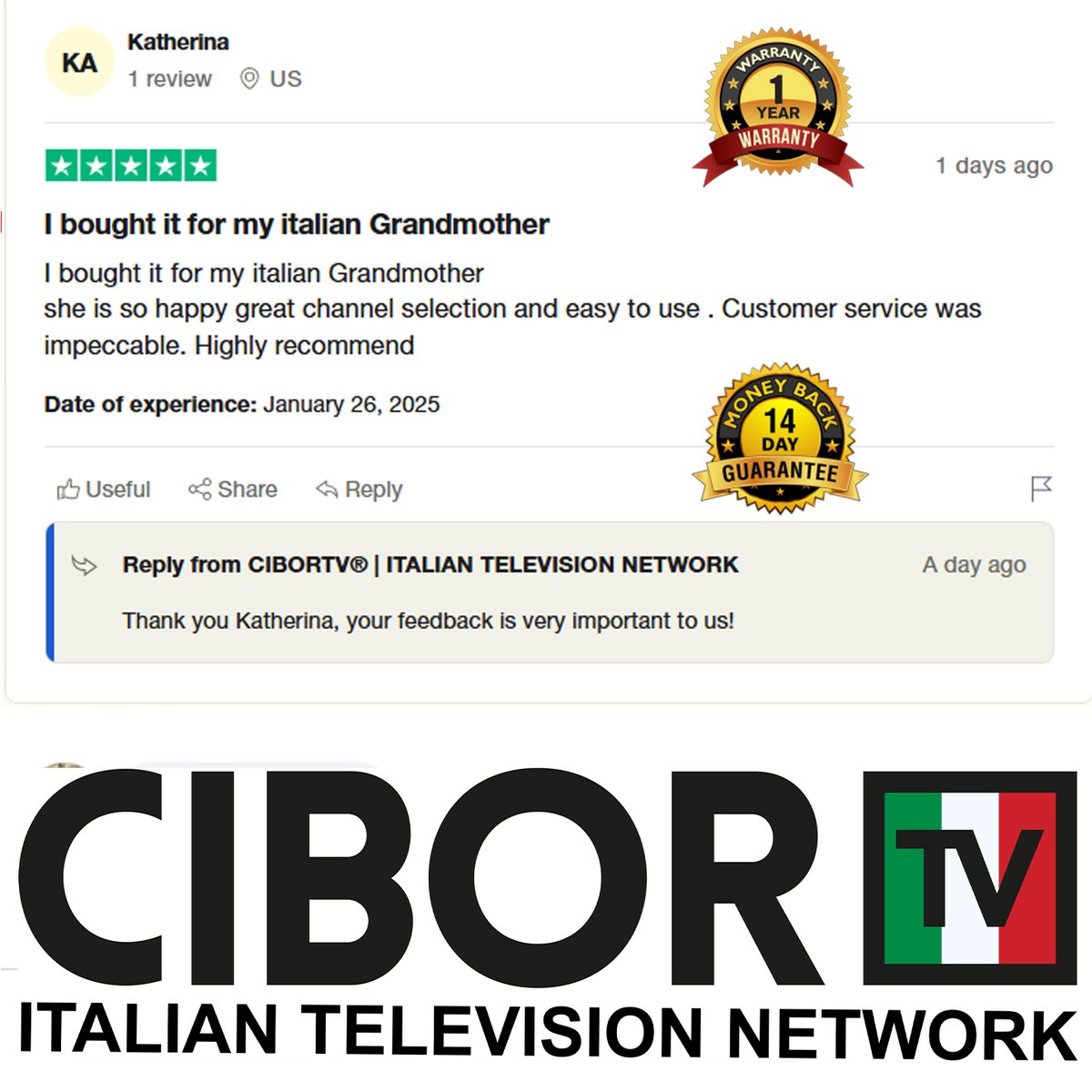 Qualsiasi problema?
Siamo qua per assisterti, acquista con fiducia!
cibortv.com