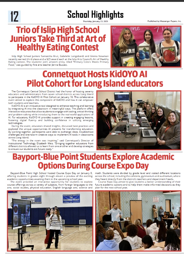 The Connetquot KidOYO AI Pilot Cohort was featured in the Islip Messenger! #connetquot #kidoyo #ai #pilot #cohort #edtech #educators