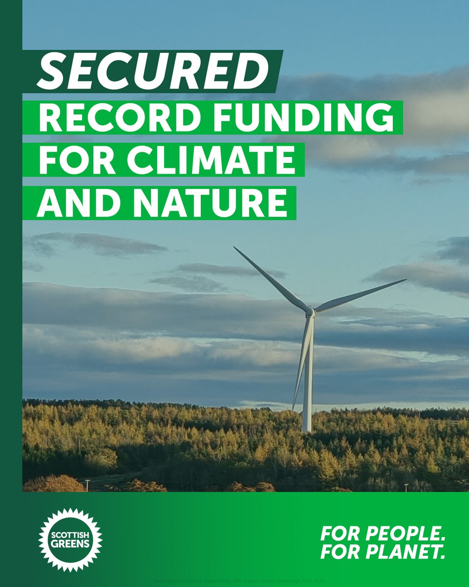 🟢Scottish Greens have secured record funding for nature restoration and climate action in Scotland.

⌛️We don't have time to waste; future generations depend on actions we take now.