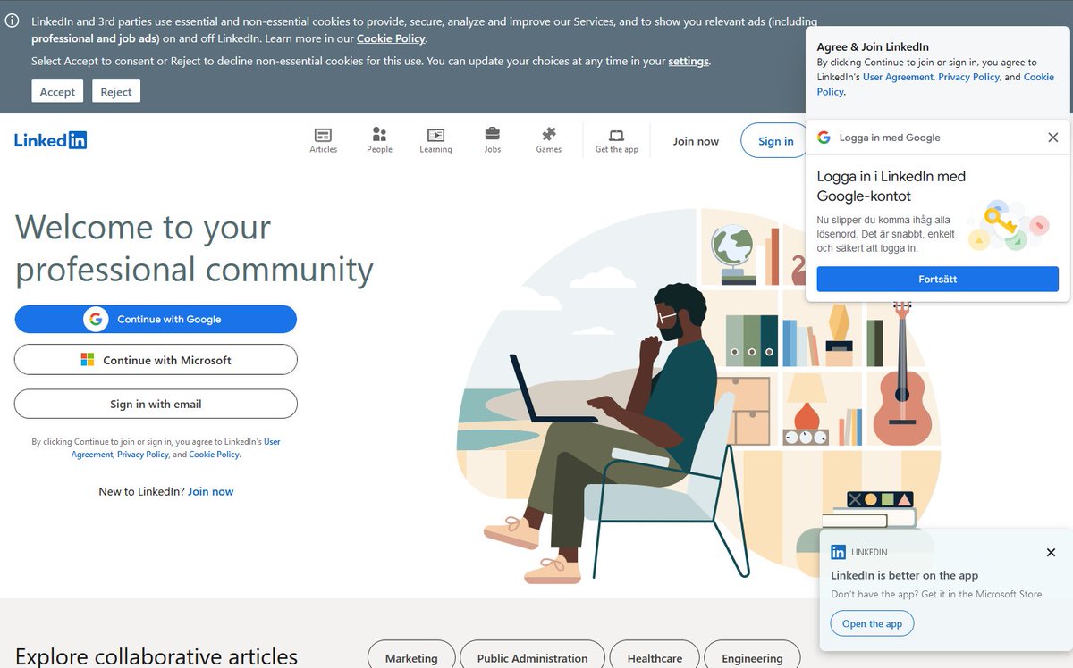 pstoev's tweet photo. Let me showcase this LinkedIn login page to you. #microsoft #linkedin #ux #kiss #declutter #microsoftneedsux #arestigabe https://t.co/ZSPt2FCrDs