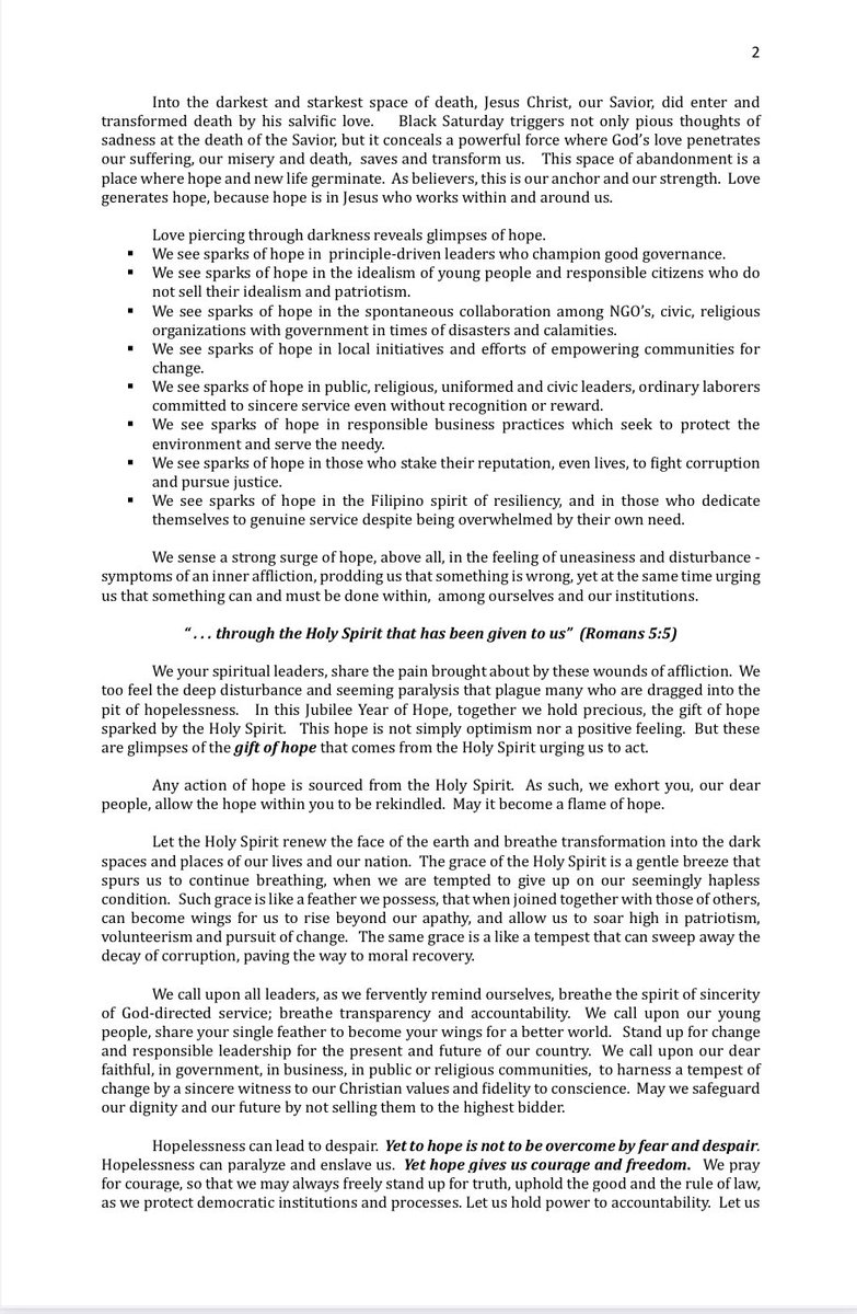 johnmarkdean's tweet photo. A Pastoral Letter of the CBCP calling on the Faithful
to a Pilgrimage of Hope in the Jubilee Year of 2025 https://t.co/aYmpBXaNlK