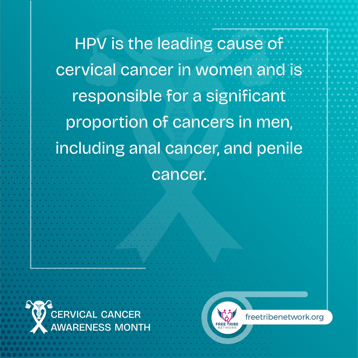 freetribenetwrk's tweet photo. Did you know January is cervical cancer awareness month?
Here are vital facts to remember 

Use the hashtags to join in the campaign 🤍
#freetribenetwork #cervicalcancer #cancer #prevention #ReproMatters #cervicalcancerawareness #cervicalcancerawarenessmonth #teal https://t.co/NlKhCKVri8
