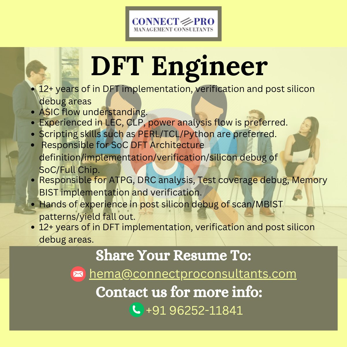 ConnectproLtd's tweet photo. #DFTEngineer #SoCDFTArchitecture #Scaninsertion #LPCT #LBIST #HybridTK #ATPG #DRCanalysis #DFTimplementation #verification #LEC #CLP #poweranalysisflow #Postsilicondebug #DFTdesignmethodologies #PERL #TCL #PythonConnect, Grow, Succeed: Your Next Opportunity Starts Here. https://t.co/GraTQ0uPdT