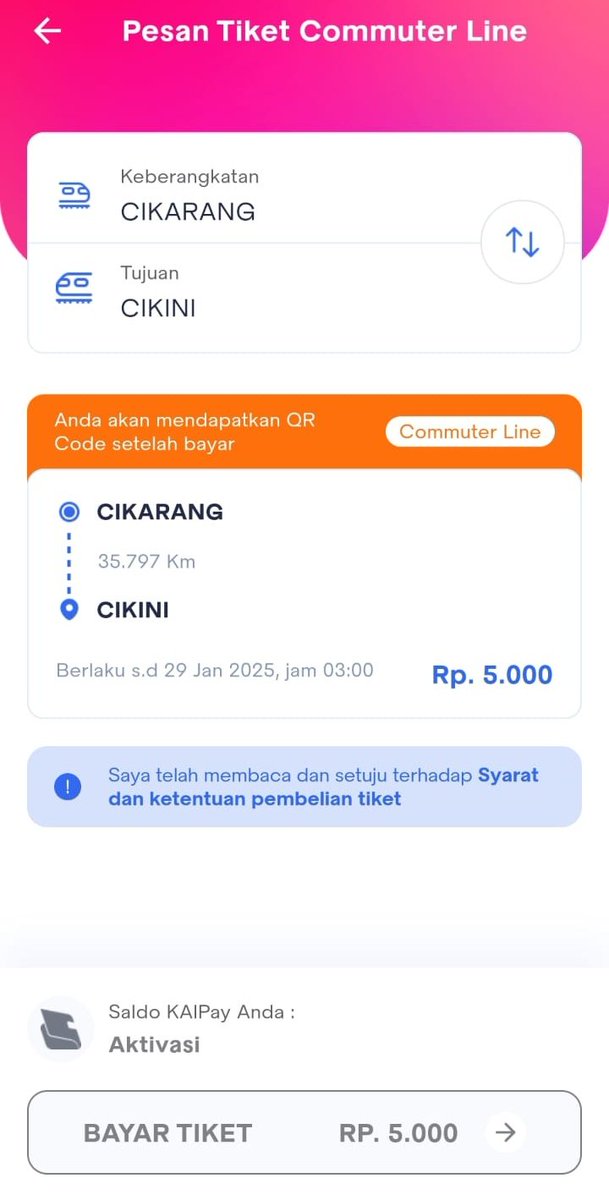 keezyours's tweet photo. @CommuterLine Jika pesan tiket ini di aplikasi KAI, apakah pada saat transit di stasiun manggarai nge tap QR baru lagi? Alias beli lagi.

Atau sudah sekali tap QR ini saja? https://t.co/eTlD5OHXdx