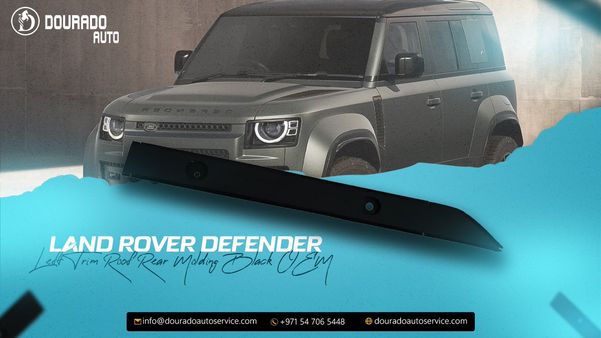 DouradoAuto's tweet photo. 💙 Land Rover Defender: Left Trim Roof Rear Molding in sleek Black OEM—crafted for perfection.  🔧✨ https://t.co/7ov9oNZCjz  🚘
#LandRover #Defender #DouradoAutoService #carparts #autoaccessories #spareparts #luxurycarparts #neymar #cardealer #autoworks #bodyparts #dubai #uae 📷 https://t.co/H7BqCUFucS