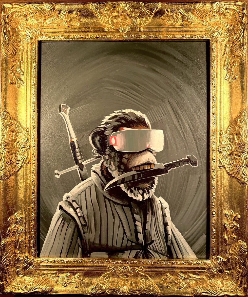 CarverdeMedici's tweet photo. @RachelSTWood We do oil on canvas paintings of NFTs—taking digital art and putting it on a proper af medium, then frame it in 24k gold. Hope you like! https://t.co/FVNARhxIfL