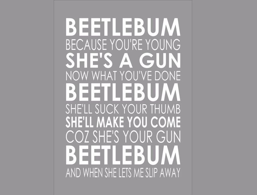 TheExtremeMusi1's tweet photo. "#Beetlebum
What you've done
She's a gun
Now what you've done
Beetlebum
Get nothing done
You beetlebum
Just get numb
Now what you've done
Beetlebum"
—
@Damonalbarn
/
@grahamcoxon
/
@alexjameshq
/
@DaveRowntree https://t.co/6EccTDmmLx