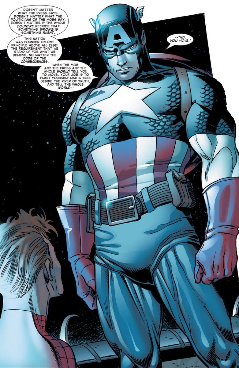 This is quite literally regarded as one of Roger’s best speeches of all time. 

If you disagree with Mackie, you quite literally do not understand the character of Captain America. He’ll fight America just as quick as he’s to fight in the name of it.