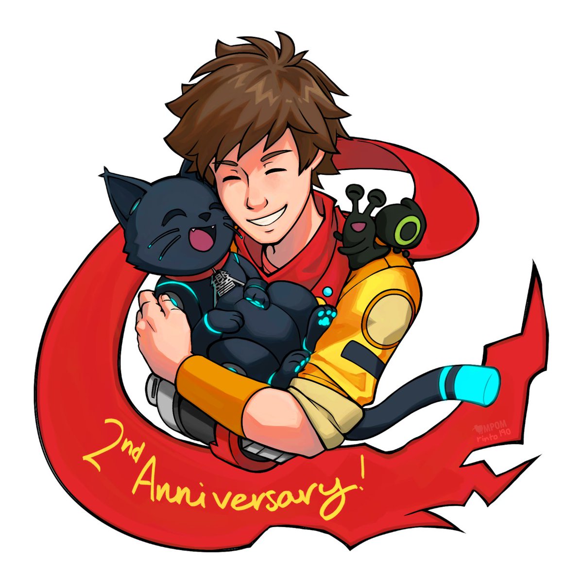 happy belated 2nd anniversary to #HiFiRush !!!!!!!

this is a collab between me and <a href="/MagicalPouch/">MagicalPouchOfMagic 🦋Moved to Bluesky</a> , we met and became best friends because of this game and it means so much to both of us!!!

thank you tango gameworks, we can't wait to see what's next!!