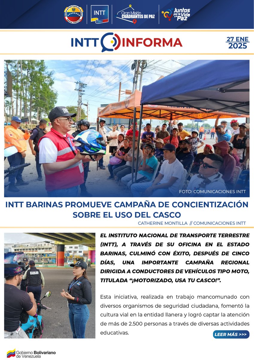 InttContigo's tweet photo. #INTTInforma| INTT Barinas promueve campaña de concientización sobre el uso del casco
Lee más aquí
https://t.co/mPEmPqiYDC https://t.co/GaV4C4BLjV