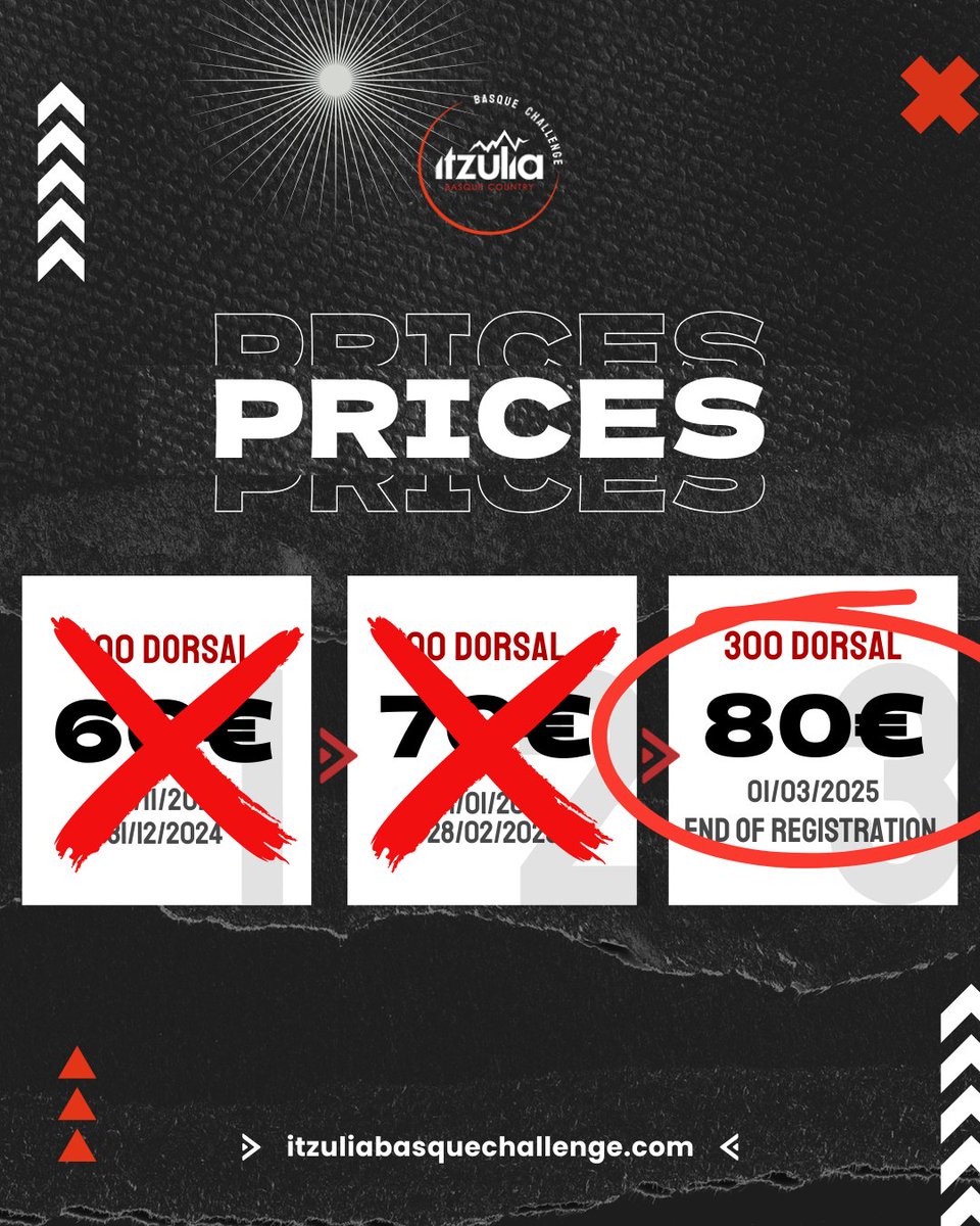 🚨 Ya somos más de 500 inscritos 🥳🎉

➡️ Últimas 300 inscripciones disponibles ⬇️

🔗 rockthesport.com/es/evento/itzu…

🚨 500 pertsona baino gehiagok eman dute izena 🥳🎉

➡️ Azkeneko 300 inskripzioak geratzen dira ⬇️

🔗 rockthesport.com/eu/ekitaldia/i…

#Itzuliabasquech25