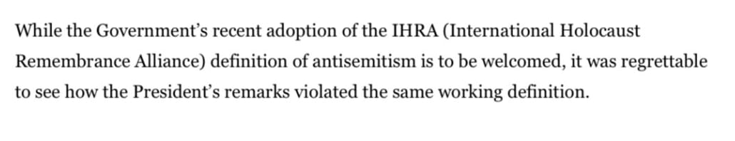 I'll be  making a thread of how the IHRA definition is being weaponised in Ireland against Palestine solidarity. Send me examples plz (Irish based only)

An early contendor, Dana Ehrlich calling the President, Michael D Higgins an antisemite for saying, never again for anyone