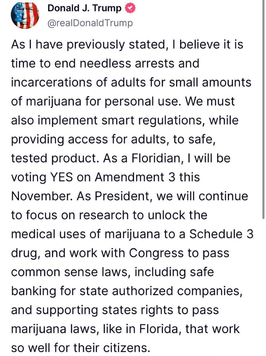 We waiting on this Marijuana Promise Made to become a Promise Kept and we can have access to Safe Banking. When this happen we will celebrate a boom in the economy <a href="/realDonaldTrump/">Donald J. Trump</a> <a href="/POTUS/">President Donald J. Trump</a> <a href="/elonmusk/">Elon Musk</a> <a href="/LynnePatton/">🇺🇸 Lynne Patton</a>
