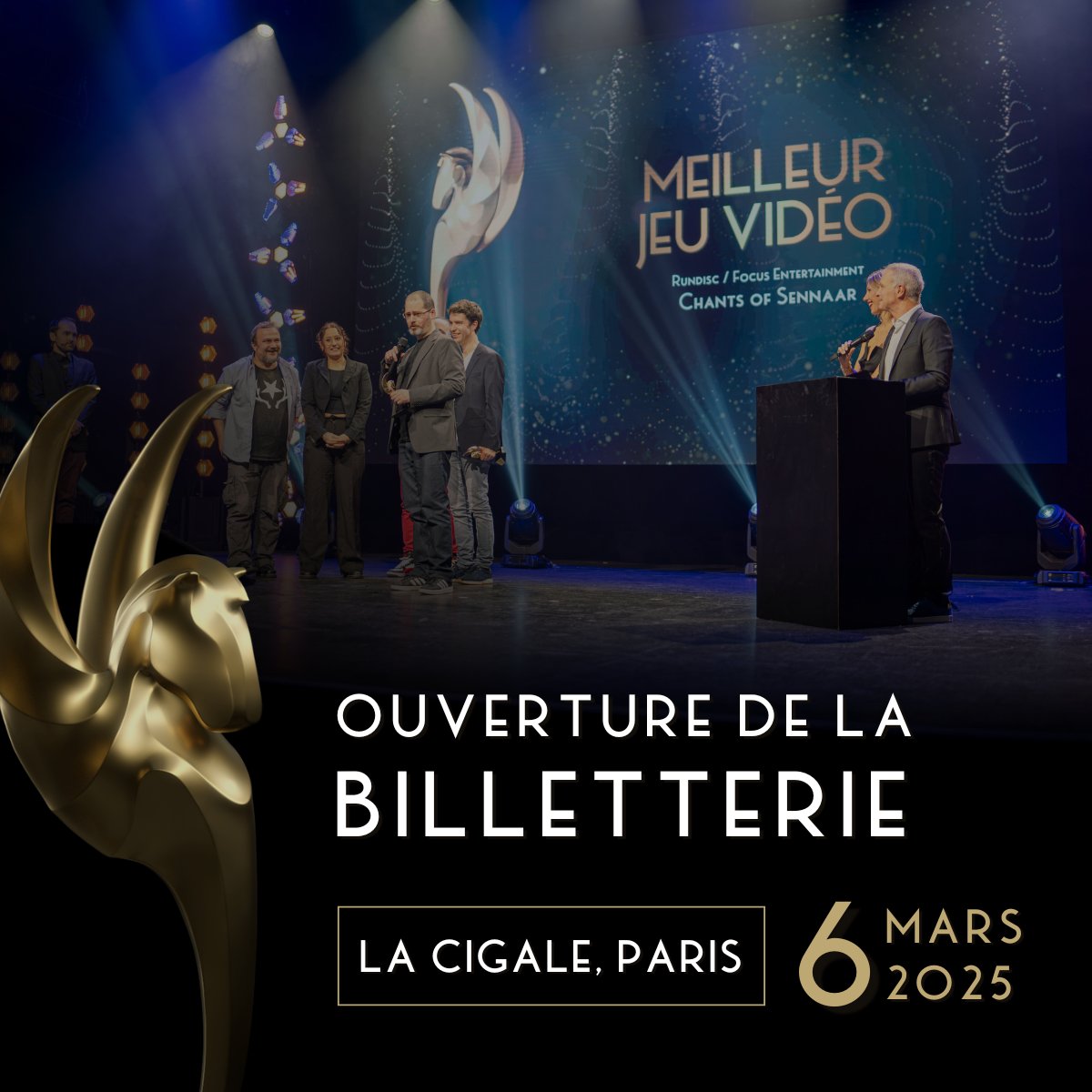 Ouverture de la billetterie ✨

📅 Save the date : le 6 mars 2025, rendez-vous à La Cigale, à Paris, pour célébrer les talents de l’industrie du jeu vidéo lors de la 6e Cérémonie des Pégases !

La soirée se prolongera en toute convivialité à La Machine du Moulin Rouge.