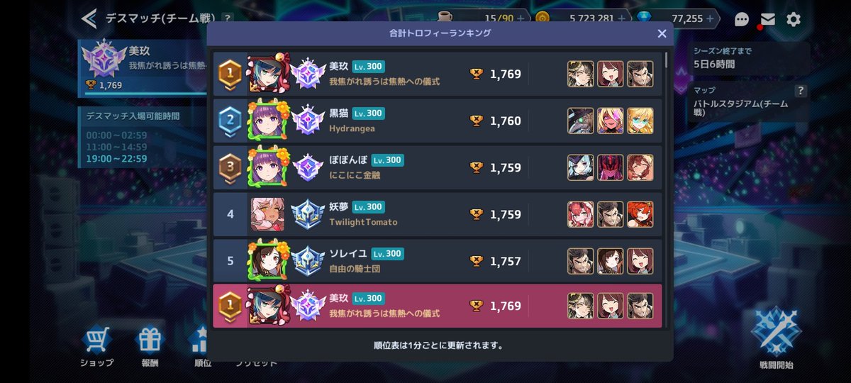 一時の1位！
#ガデテル